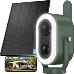Cam&eacute;ra 4G avec Carte SIM Solaire Magn&eacute;tique sans Fil Ext&eacute;rieur 2K Camera avec 3W Panneau Solaire 600