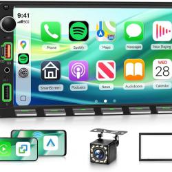 Ecran 2Din Autoradio avec Carplay sans Fil Android Auto, 7 Pouces Touches Piano 2 Din &Eacute;cran Tactile