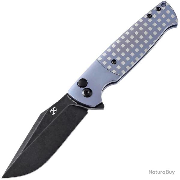 Couteau Kansept Skikari Lame Acier CPM-S35VN Manche Titane Bleu Anodis� Button Lock K2027B2