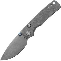 Couteau Vosteed Porcupine Lame Acier S90V Manche Titane Gris Acid Washed Top Liner Lock VOSA4805