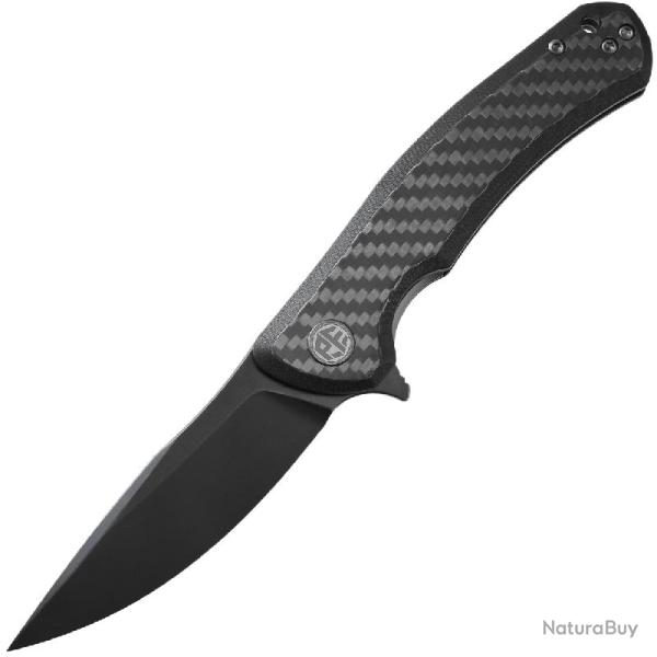 Couteau Pliant Petrified Fish Warrior V2 Lame Acier N690 Manche G10 et Carbone Noir PFKP17DCDW