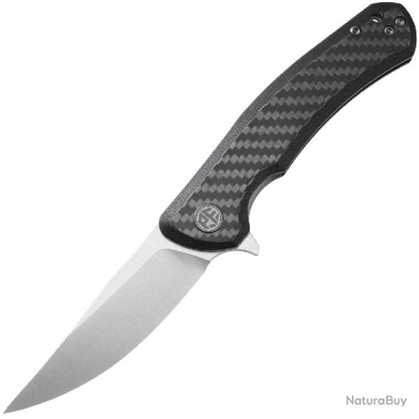 Couteau Pliant Petrified Fish Warrior V2 Lame Acier N690 Manche G10 et Carbone Noir PFKP17DCS