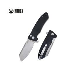 Couteau Kubey Creon Lame Acier AUS-10A Manche G10 Noir Button Lock KUB336E