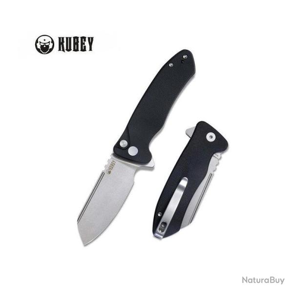 Couteau Kubey Creon Lame Acier AUS-10A Manche G10 Noir Button Lock KUB336E