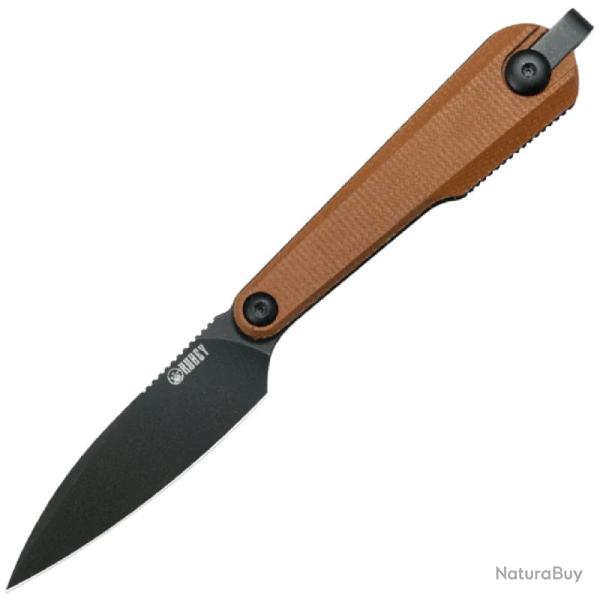 Couteau Fixe Kubey Yag Lame Acier 14C28N Manche Micarta Marron �tui Kydex Noir KUB452C
