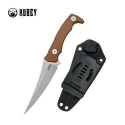 Couteau Fixe Kubey Sicarii Lame Acier 14C28N Manche Micarta Marron &Eacute;tui Kydex Noir KUB477E