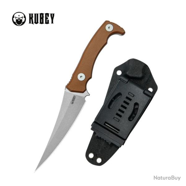 Couteau Fixe Kubey Sicarii Lame Acier 14C28N Manche Micarta Marron �tui Kydex Noir KUB477E