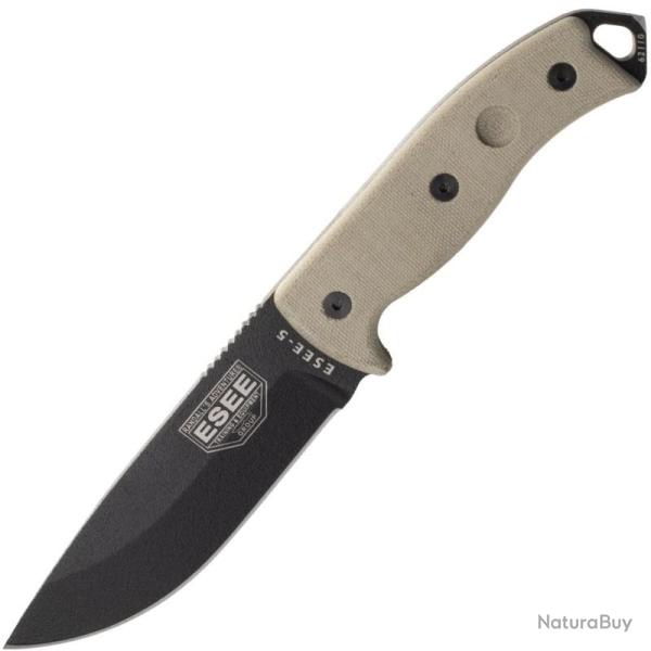 Couteau Fixe ESEE Knives Model 5 Lame Acier 1095 Manche Micarta �tui Kydex Noir Made In USA RC5PBK