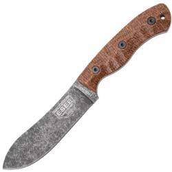 Couteau ESEE Knives JG5 Nessmuk Lame Acier 1095 Manche Micarta Marron &Eacute;tui Cuir Made In USA ESJG5BM