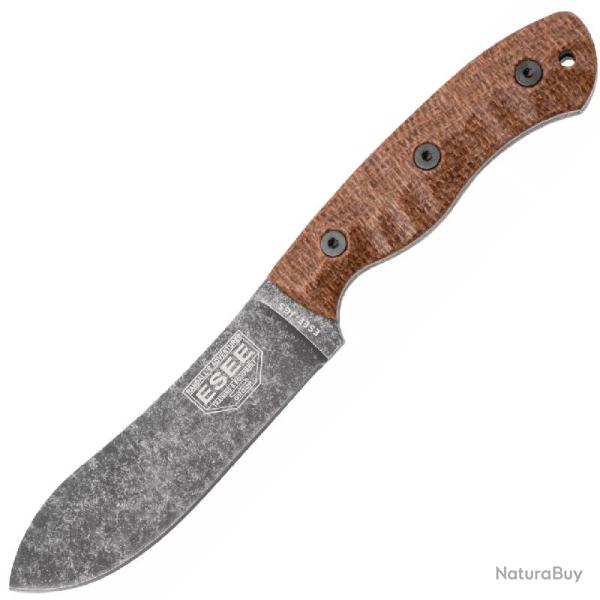 Couteau ESEE Knives JG5 Nessmuk Lame Acier 1095 Manche Micarta Marron �tui Cuir Made In USA ESJG5BM