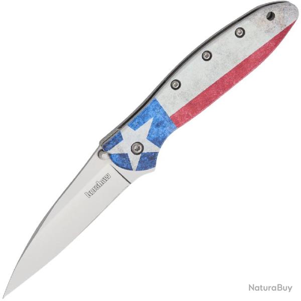 Couteau Kershaw Leek Lone Star Lame Acier 14C28N Manche Aluminium Liner Lock Made In USA KS1660LS