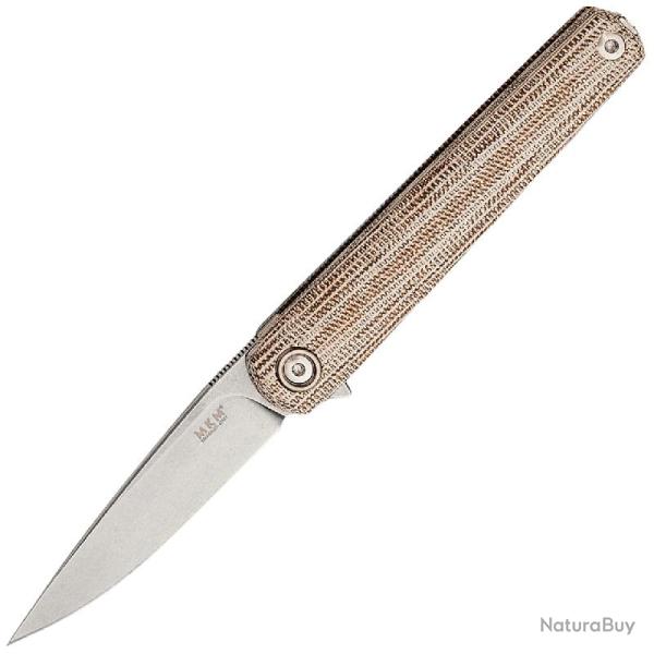 Couteau MKM Flame Light Lame Acier M390 Manche Micarta Naturel Liner Lock Made In Italy MKMFL01LNC