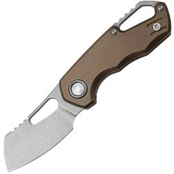 Couteau MKM Isonzo Cleaver Lame Acier M390 Manche Titane Bronze Liner Lock MKMFX03M2TBR