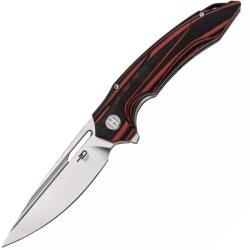 Couteau Bestech Ornetta Lame Acier N690 Manche G10 Noir et Rouge et Fibre de Carbone BTKL02B
