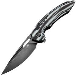 Couteau Bestech Ornetta Lame Acier N690 Manche G10 Noir et Blanc et Fibre de Carbone Liner BTKL02D