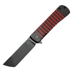 Couteau Bestech Titan Lame Acier 154CM Manche G10 Rouge et Fibre de Carbone Liner Lock BTKL04C
