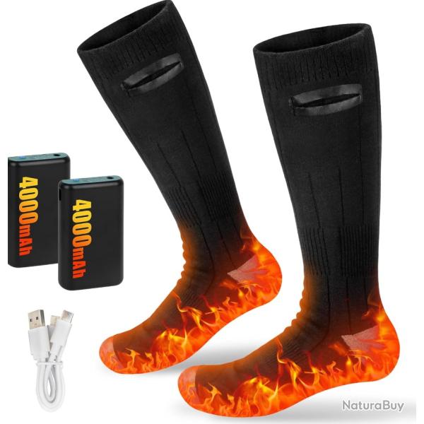 Chaussettes Chauffantes Homme Femme 2x4000 mAh Rechargeable