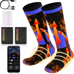 Chaussettes chauffantes, pour homme et femme, batterie 5000 mAh Chasse P&ecirc;che Outdoor