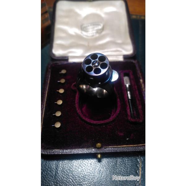 INCROYABLE RARISSIME BAGUE REVOLVER CALIBRE 2MM BROCHE �TAT NEUF �CRIN COMPLET  ! ANGLETERRE LONDRE
