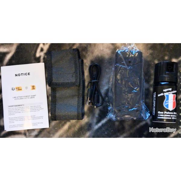 Pack auto-d�fense Shocker Classic Mini Umarex 3.800.000 V + Bombe gaz poivre 40ml