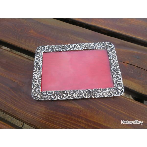 Ancien grand cadre photo rectangulaire en argent massif � d�cor Baroque/Victorien (Vers 1900)