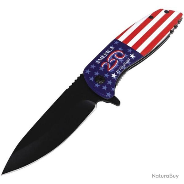 Couteau ElitEdge USA 250 Lame Acier 440C Manche Aluminium Linerlock EE10A127VT