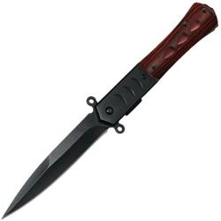 Couteau ElitEdge Wood Lame Acier 420C Manche Bois Linerlock EE10A108WB