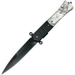 Couteau ElitEdge White Swirl Lame Acier 420C Manche Acrylique Linerlock EE10A108PB