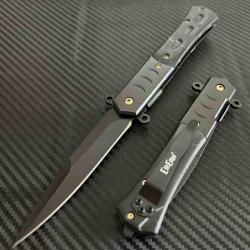 Couteau ElitEdge Black Marble Lame Acier 440C Manche Synth&eacute;tique Linerlock EE10A108BKB