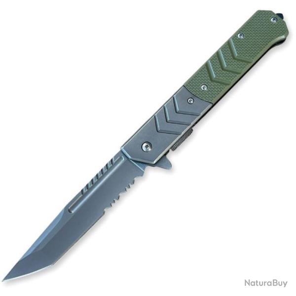 Couteau ElitEdge G10 Green Lame Acier 440C Manche G10 Linerlock EE10A106GNTS