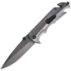 Couteau ElitEdge Gray Lame Acier 440C Manche Acier inoxydable Linerlock EE10A103GY