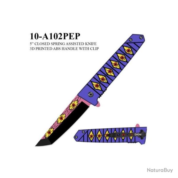 Couteau ElitEdge Purple Lame Acier 440C Manche ABS Linerlock EE10A102PEP