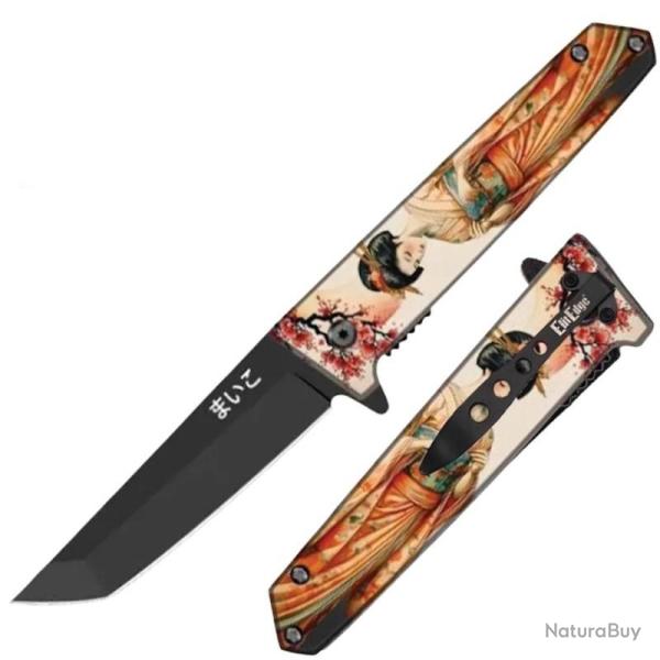 Couteau ElitEdge Maiko Lame Acier 420C Manche ABS Linerlock EE10A102MKY