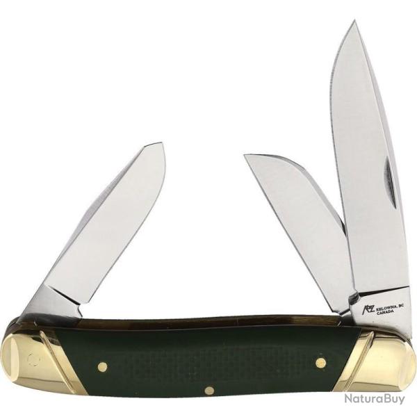 Couteau Katz Stockman Lame Acier Inoxydable Manche Os vert Etui Cuir KTZSDPG10GNT