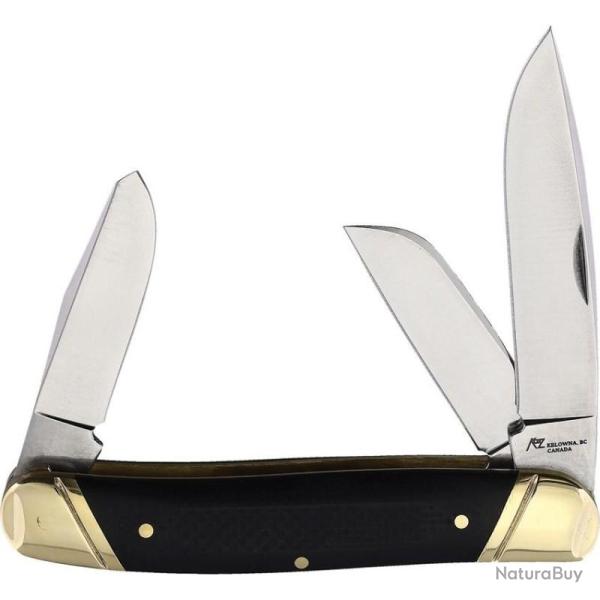 Couteau Katz Stockman Lame Acier Inoxydable Manche Os noir Etui Cuir KTZSDPG10BT