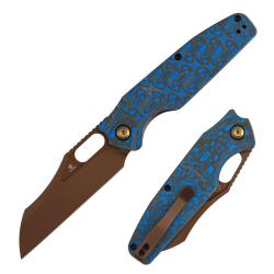 Couteau Tenable Knives Tuckamore Lame Acier Nitro-V Manche Micarta Vortex Bleu Liner Lock B1052A3