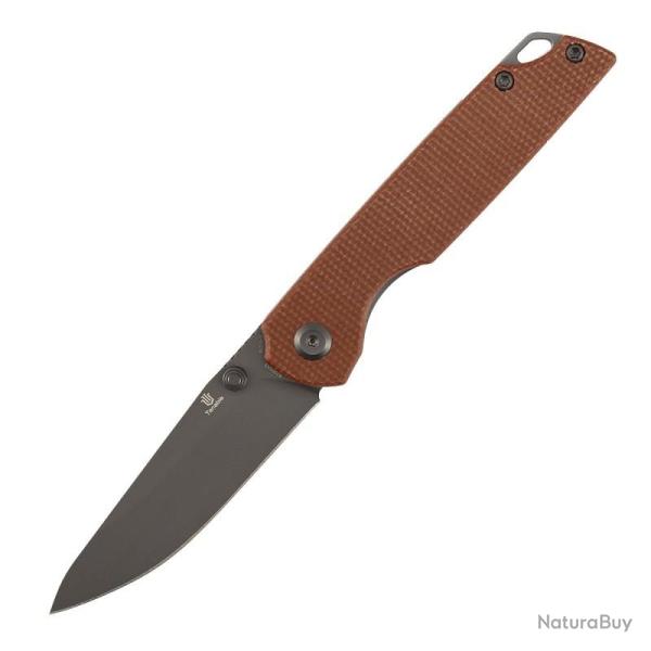 Couteau Tenable Knives Mini Warrior Lame Acier Nitro-V Manche Micarta Marron Liner Lock B2005A3
