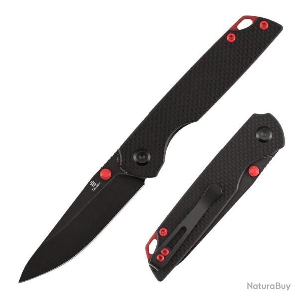 Couteau Pliant Tenable Knives Mini Warrior Lame Acier Nitro-V Manche G10 Noir Liner Lock B2005A1