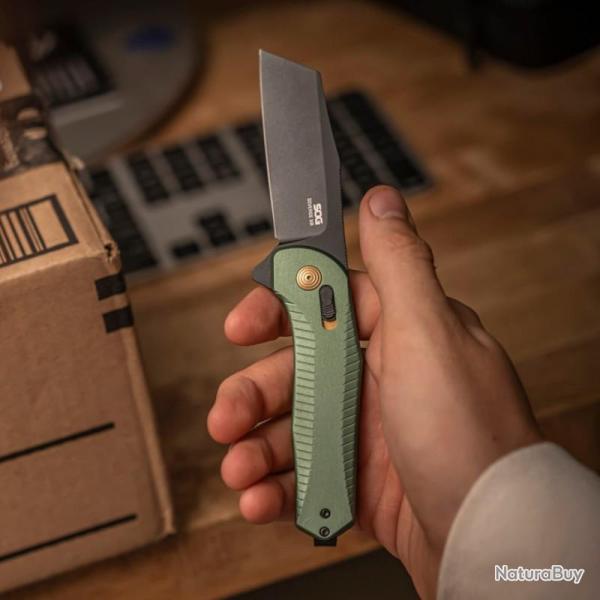 Couteau Pliant SOG Diverge XR Lame Acier D2 Manche Aluminium Vert Fonce XR Lock SOG12020343