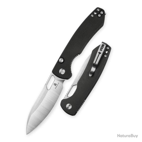 Couteau Pliant Bestechman Firebird Lame Acier D2 Manche G10 Noir Button Liner Lock BTKMK05A