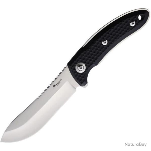 Couteau Katz Pro Hunter Lame Acier 9Cr18MoV Manche G10 Noir Etui Cuir KTZPRO45G10B