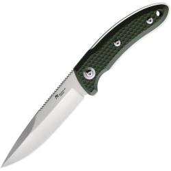 Couteau Katz Predator Lame Acier 9Cr18MoV Manche G10 Vert sculpt&eacute; Etui Cuir KTZPDT5G10GN