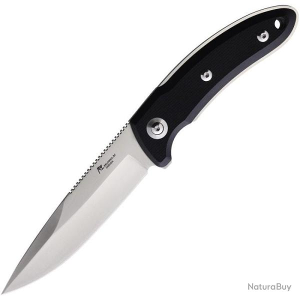 Couteau Katz Predator Lame Acier 9Cr18MoV Manche G10 Noir sculpt� Etui Cuir KTZPDT5G10B