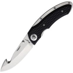 Couteau Katz NJ-35 Guthook Lame Acier 9Cr18MoV Manche G10 Noir Linerlock KTZNJ35GHG10B