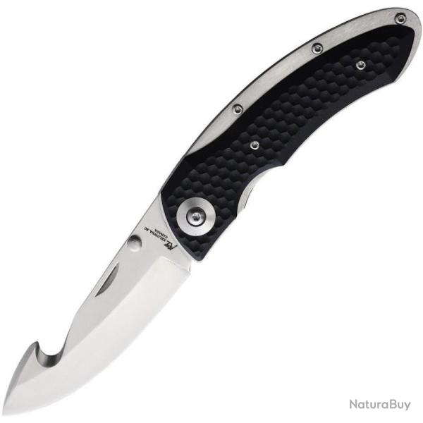 Couteau Katz NJ-35 Guthook Lame Acier 9Cr18MoV Manche G10 Noir Linerlock KTZNJ35GHG10B