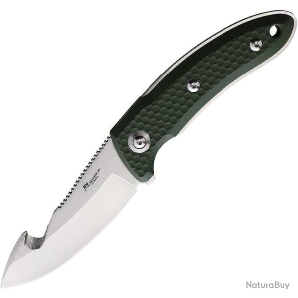 Couteau Katz Kagemusha Lame Acier 9Cr18MoV Manche G10 Vert Etui Cuir KTZNFXGHG10GN