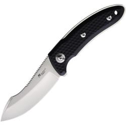 Couteau Katz Kagemusha Lame Acier 9Cr18MoV Manche G10 Noir Etui Cuir KTZNFXG10B
