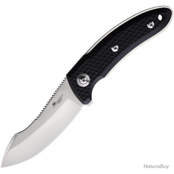 Couteau Katz Kagemusha Lame Acier 9Cr18MoV Manche G10 Noir Etui Cuir KTZNFXG10B
