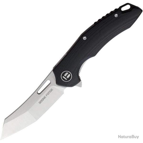 Couteau Boone Forge Lame Acier Sandvik 14C28N Manche G10 Noir Linerlock BFG904