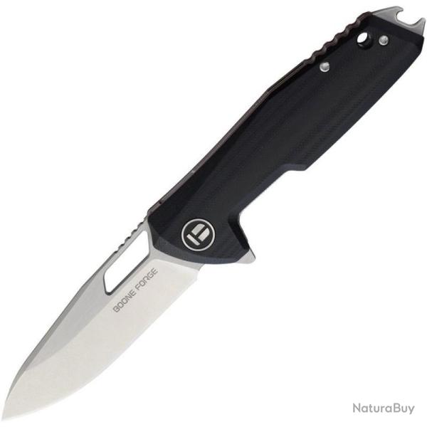 Couteau Boone Forge Lame Acier Sandvik 14C28N Manche G10 Noir Linerlock BFG072